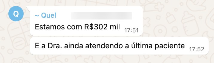 Print Dra. Sarah — R$ 302 mil